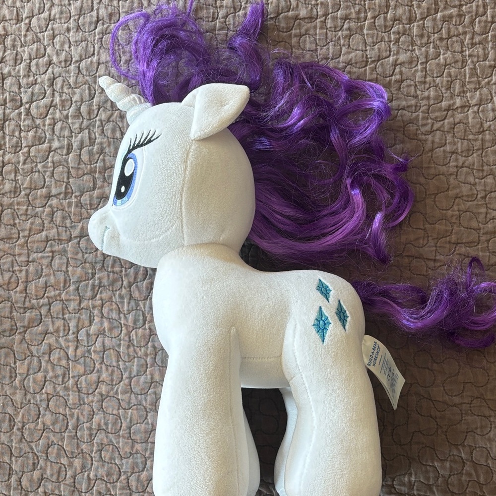 Build-A-Bear White Unicorn Plush with Purple Mane and Blue Cutie Marks